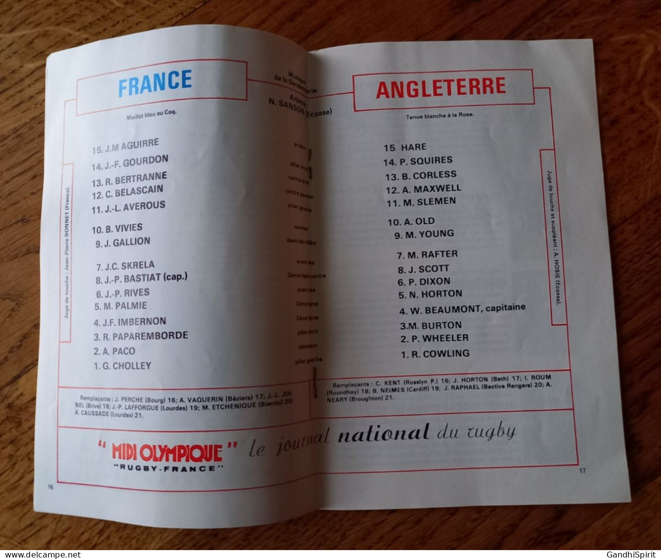 1978 France-Angleterre Programme FFR, Tournoi des Cinq 5 Nations, Five 5 Nations Tournament, Rugby