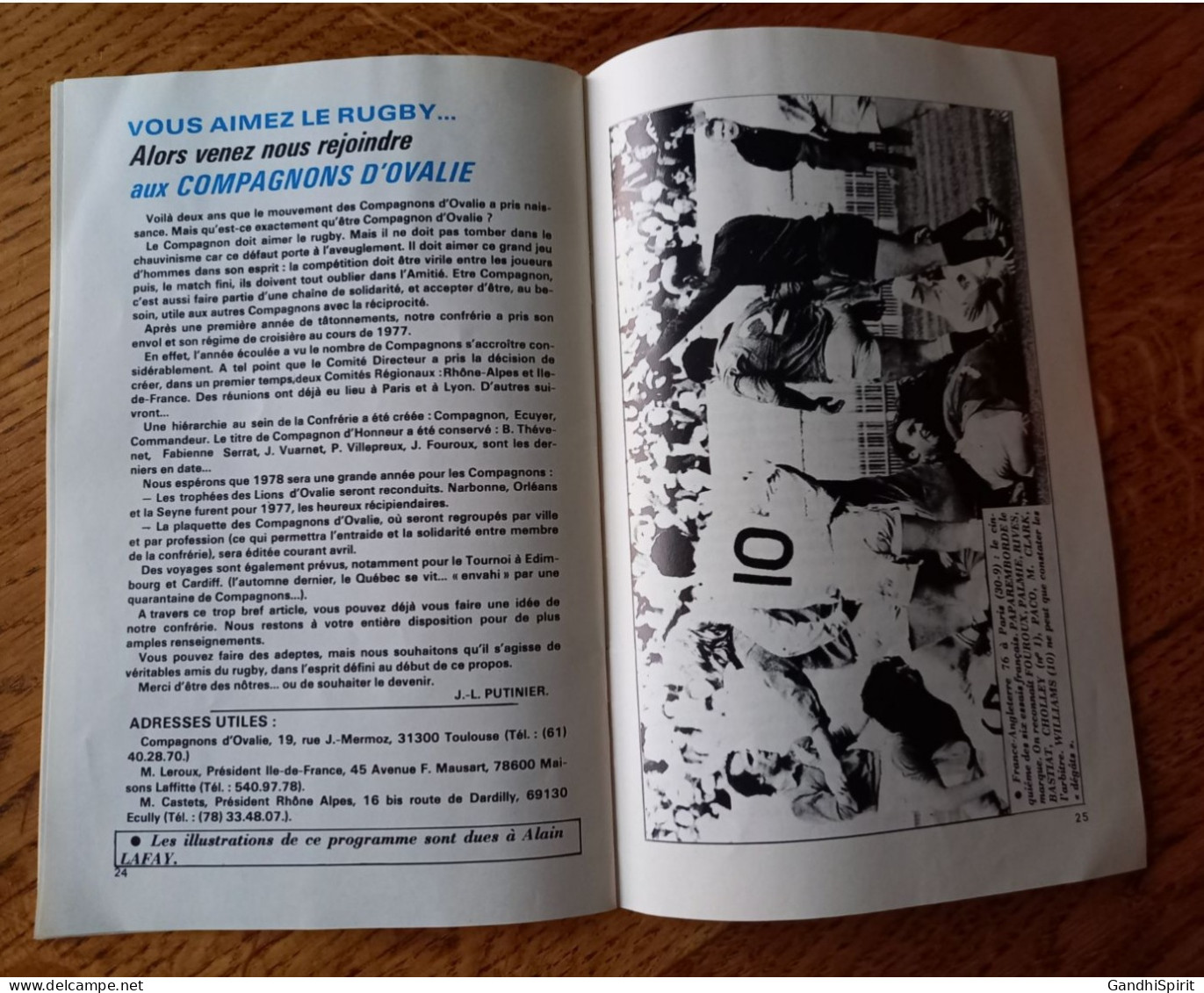 1978 France-Angleterre Programme FFR, Tournoi des Cinq 5 Nations, Five 5 Nations Tournament, Rugby