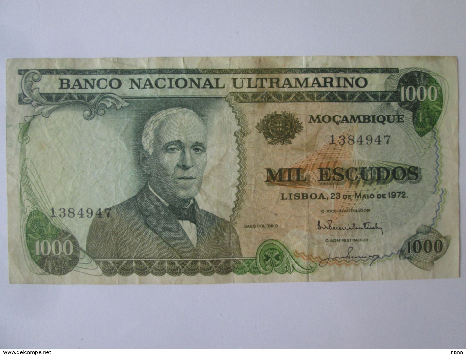 Mozambique 1000 Escudos 1972 Without Overprint Banknote,see Pictures - Mozambico