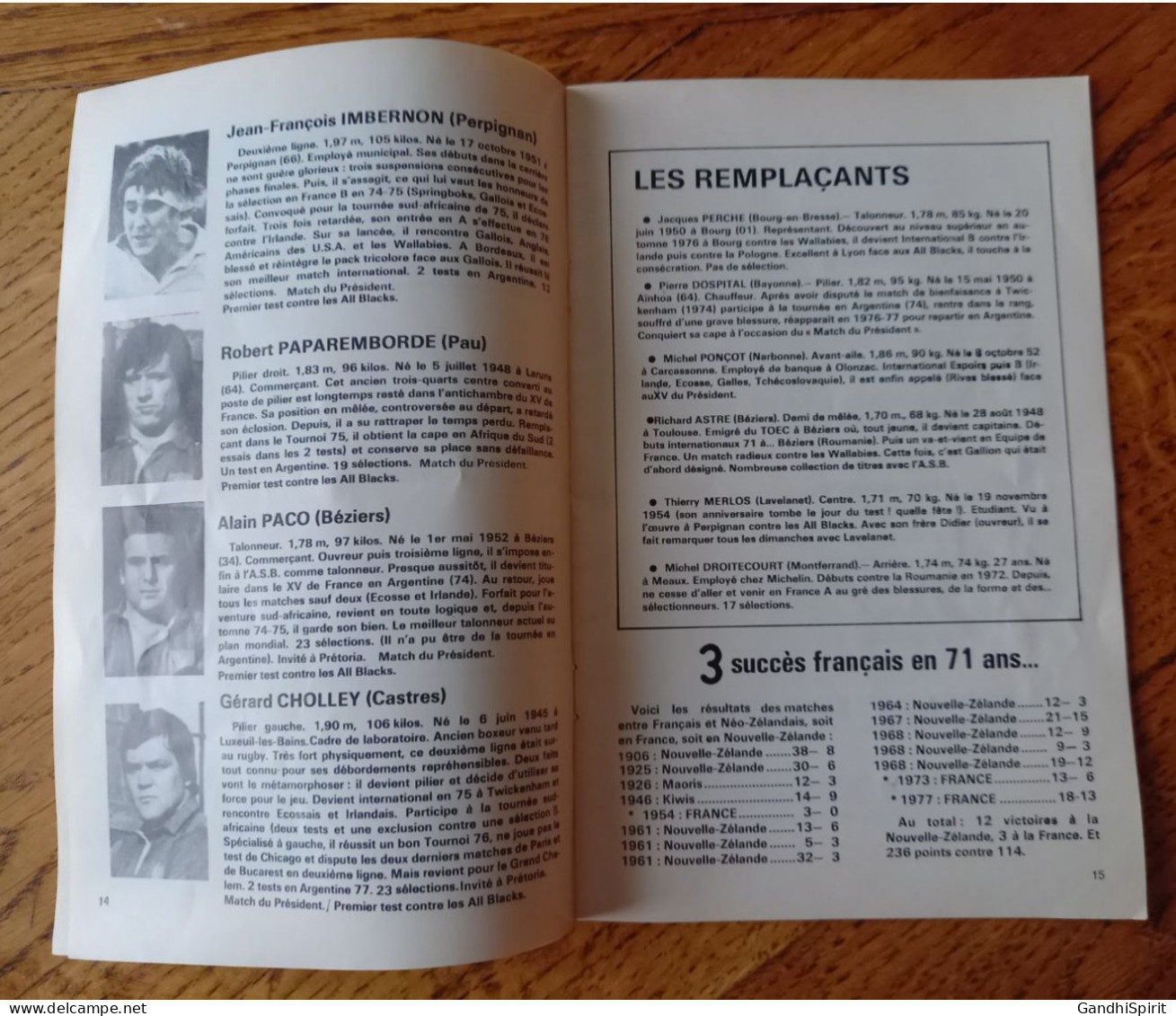 1977 Tournée All Blacks New Zealand en France Programme -Toulouse, Paris, Parc des Princes, Rugby, Nouvelle-Zélande