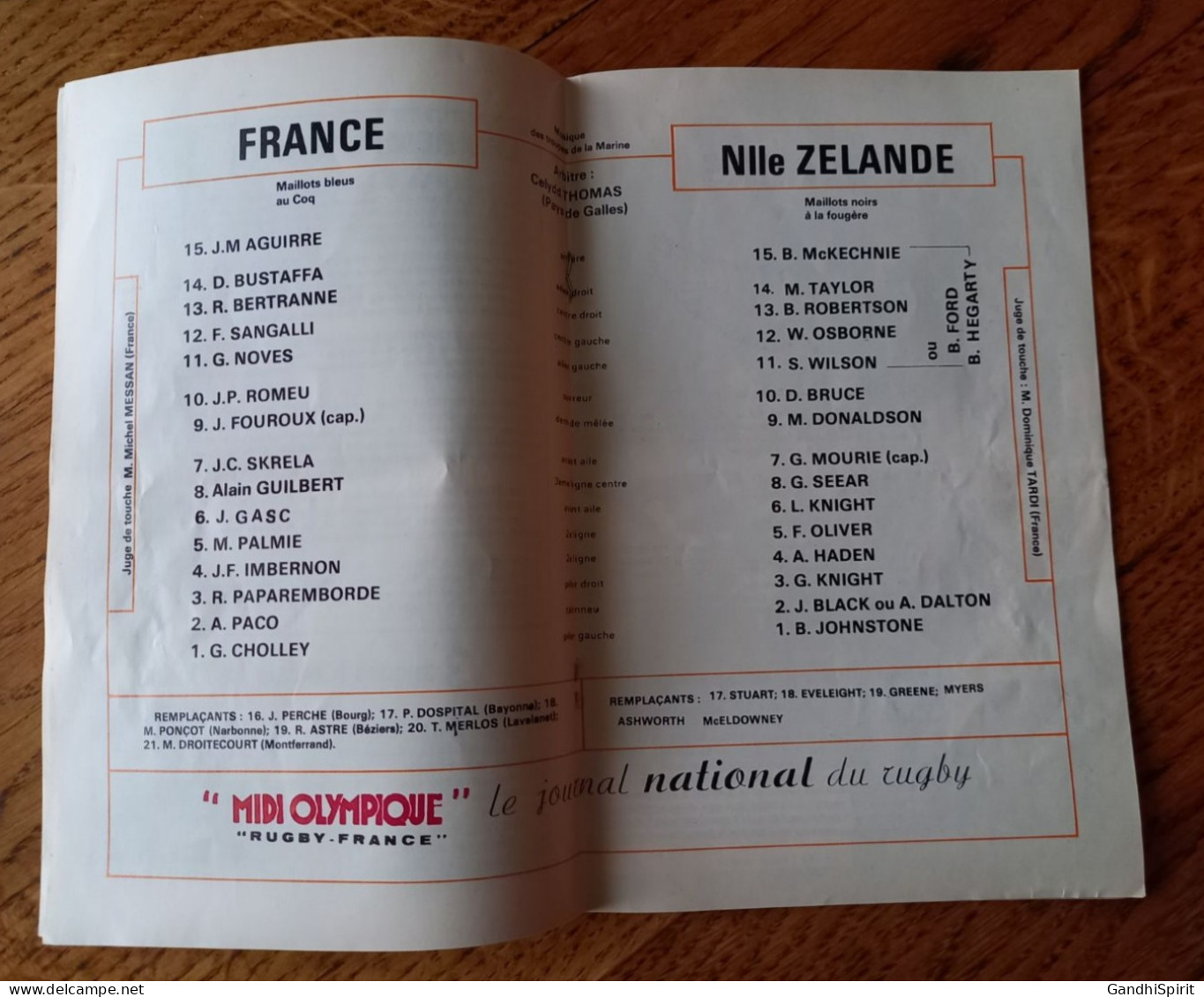 1977 Tournée All Blacks New Zealand en France Programme -Toulouse, Paris, Parc des Princes, Rugby, Nouvelle-Zélande