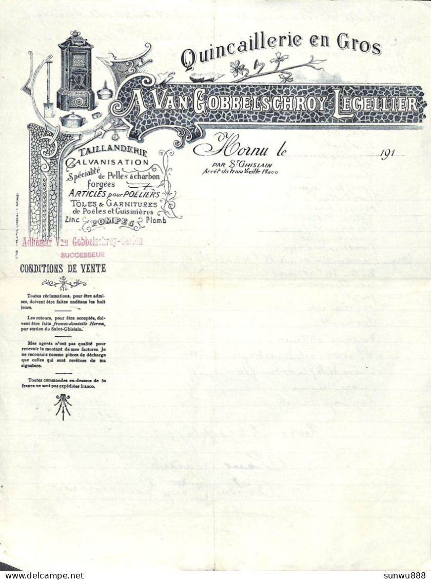 Hornu - Quincaillerie En Gros A. Van Gobbelschroy & Lecellier - 1917 - Poële - 1900 – 1949