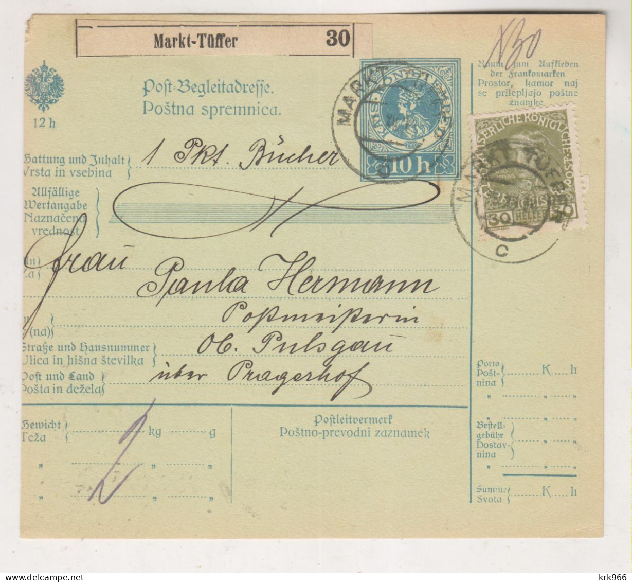SLOVENIA,Austria 1914 MARKT TUFFER LASKO Parcel Card - Slowenien