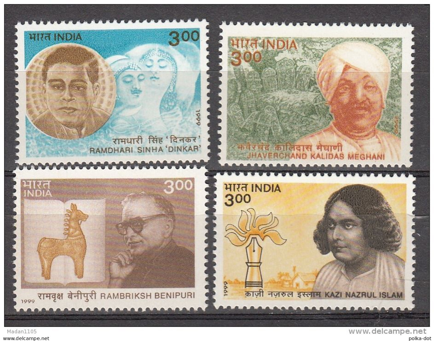 INDIA 1999 Prominent Writers 4v Set   MNH - Ungebraucht