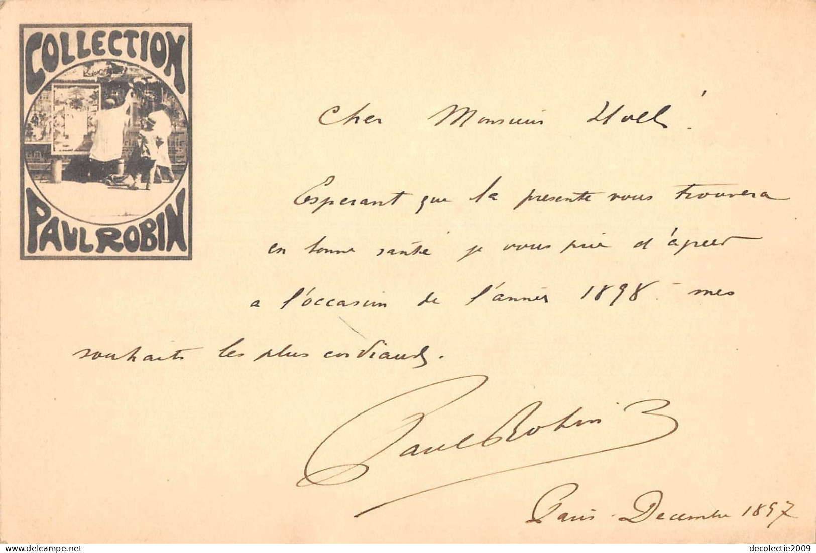 US3509 Collection Paul Robin Street Postcard Artist Signed 1897 Paris - Robin