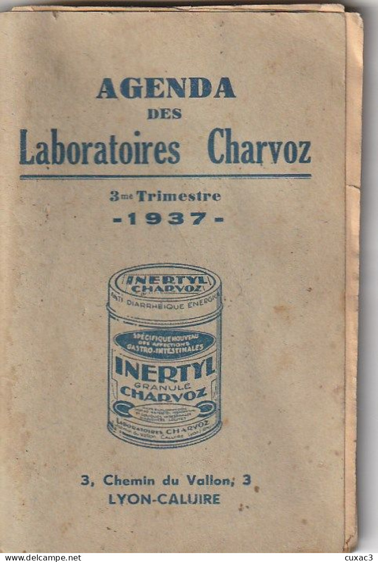 Agenda -  Des Laboratoires  Charvoz 1937 - Petit Format : 1921-40