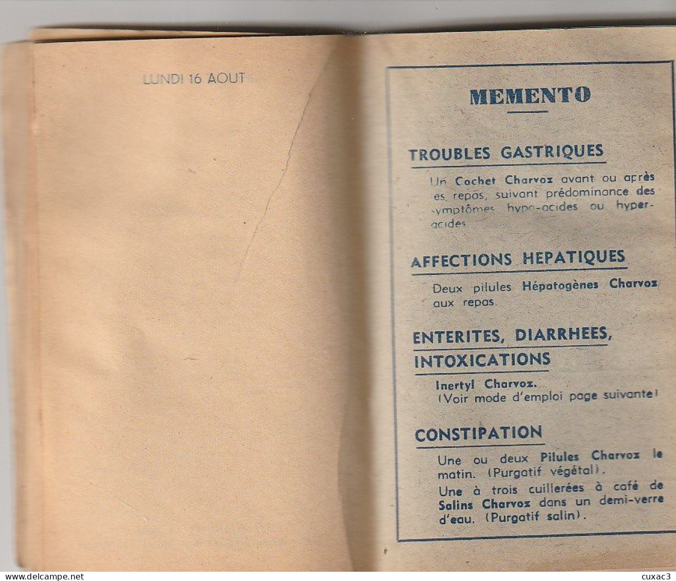 Agenda -  Des Laboratoires  Charvoz 1937 - Petit Format : 1921-40