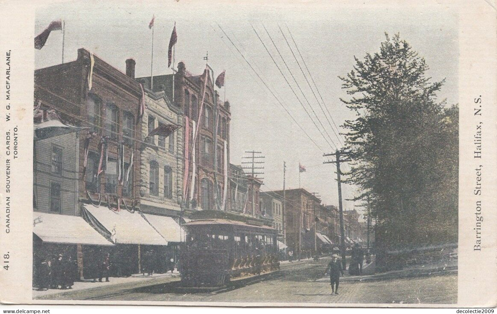 B77608 Barrington Street Halifax Tramway Canada Scan Front/back Image - Halifax