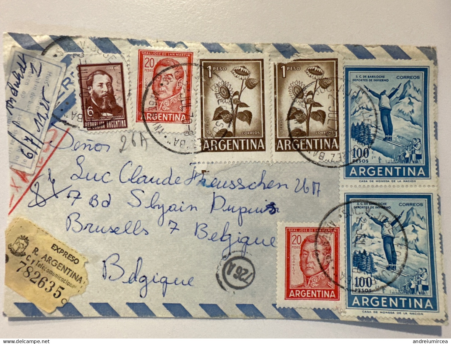 1970 Registred Letter To Belgique - Cartas & Documentos