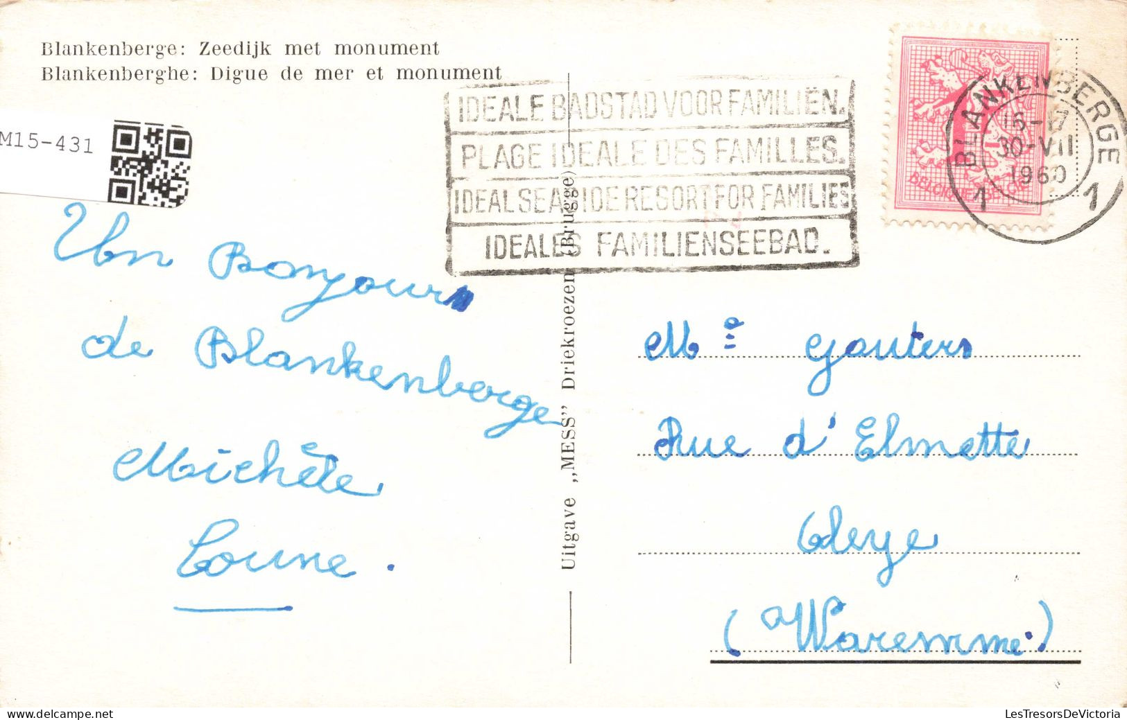 BELGIQUE - Blankenberge - Digue De Mer Et Monument - Animé - Carte Postale Ancienne - Blankenberge