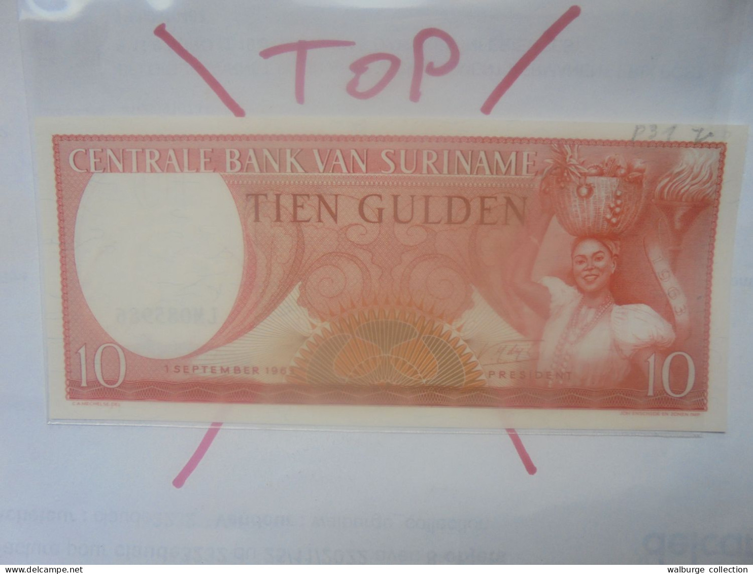 SURINAM 10 GULDEN 1963 Neuf (B.30) - Surinam