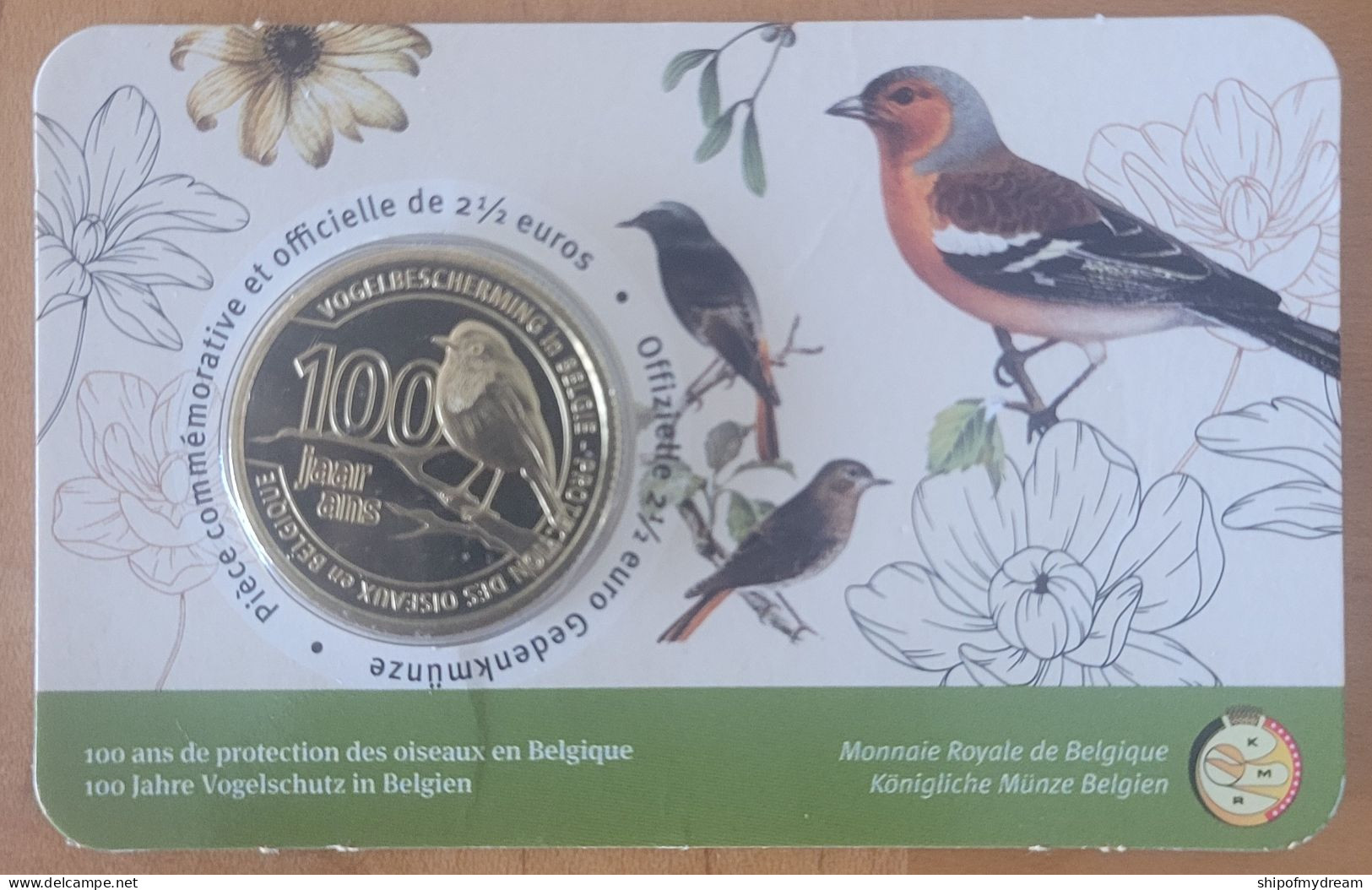 Belgium 2.5 Euro 2022. Bird Protection In Belgium. Official Coincard. Mintage=27500 - FDC, BU, BE & Coffrets