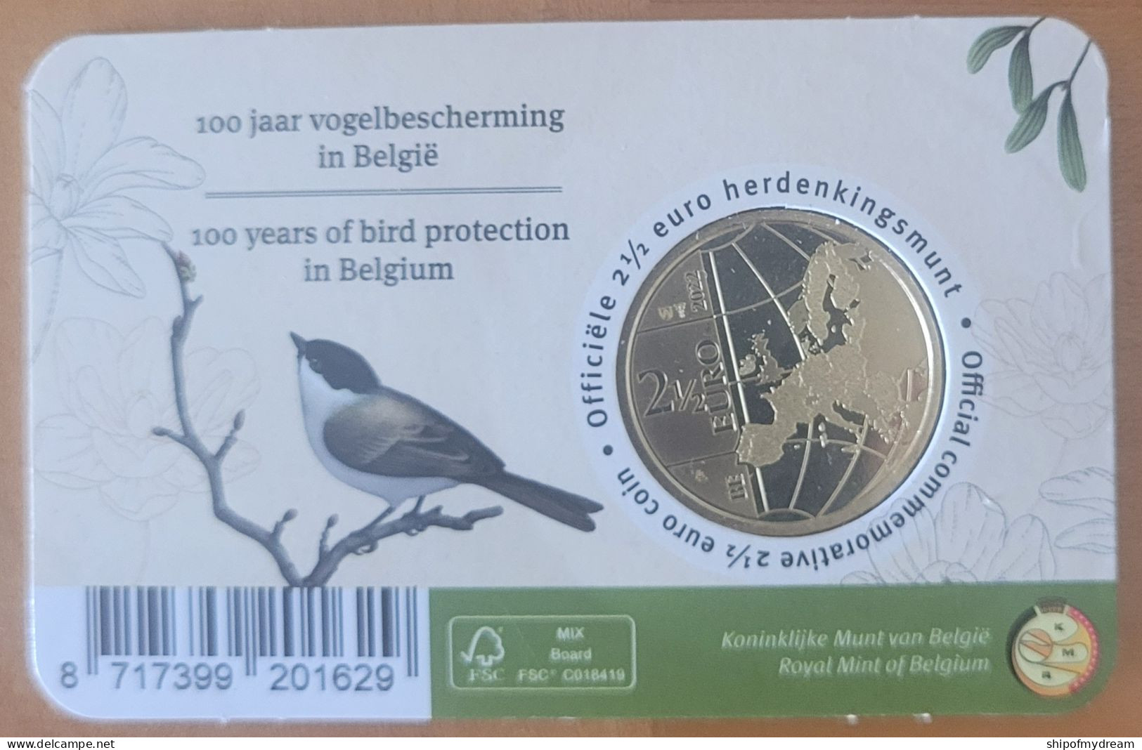 Belgium 2.5 Euro 2022. Bird Protection In Belgium. Official Coincard. Mintage=27500 - FDC, BU, BE & Muntencassettes