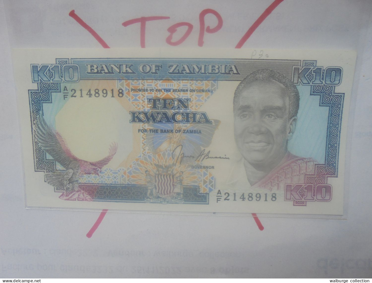 ZAMBIE 10 KWACHA 1989-91 Signature N°9 Neuf (B.30) - Zambie