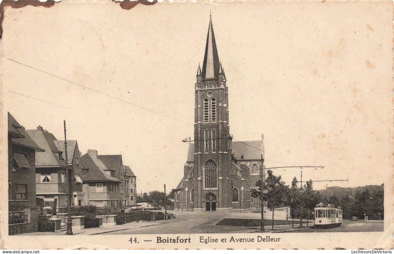 BELGIQUE - Watermael-Boitsfort - Eglise Et Avenue Delleur - Carte Postale Ancienne - Watermael-Boitsfort - Watermaal-Bosvoorde