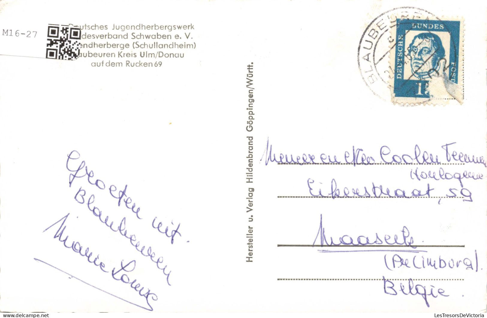 ALLEMAGNE - Blaubeuren - Jugendherberge Mit Ruckenkreuz - Carte Postale Ancienne - Blaubeuren