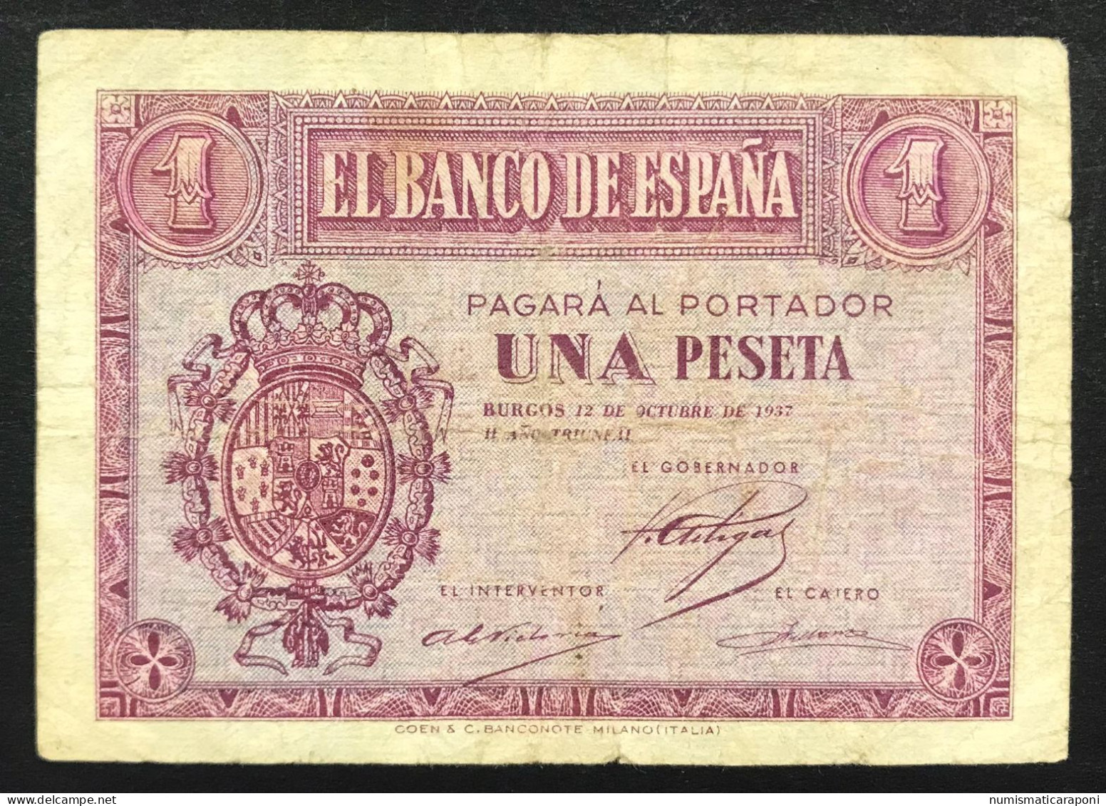Spagna Espana Espagne 1 Peseta 1937 KM#104 LOTTO 2334 - 1-2-5-25 Pesetas