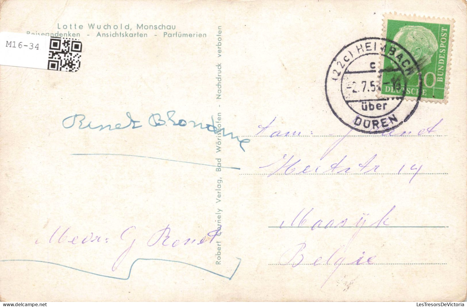 ALLEMAGNE - Monschau - Lotte Wuchold - Carte Postale Ancienne - Monschau