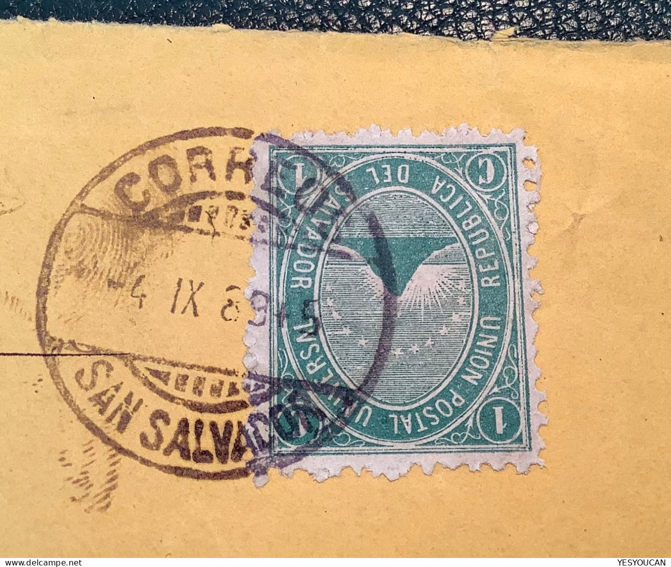 Salvador PROVISIONAL Postal Stationery Envelope With Rare Suppl. Franking>Pector&Ducout Paris France (cover UPU Scheller - El Salvador