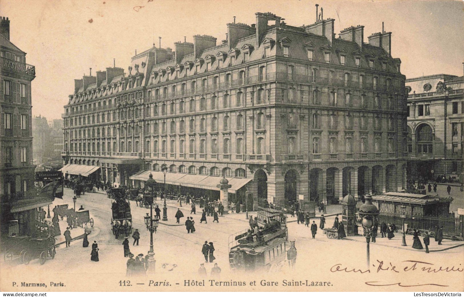 FRANCE - Paris - Hôtel Terminaux Et Gare Saint Lazare - Animé - Carte Postale Ancienne - Cafés, Hotels, Restaurants