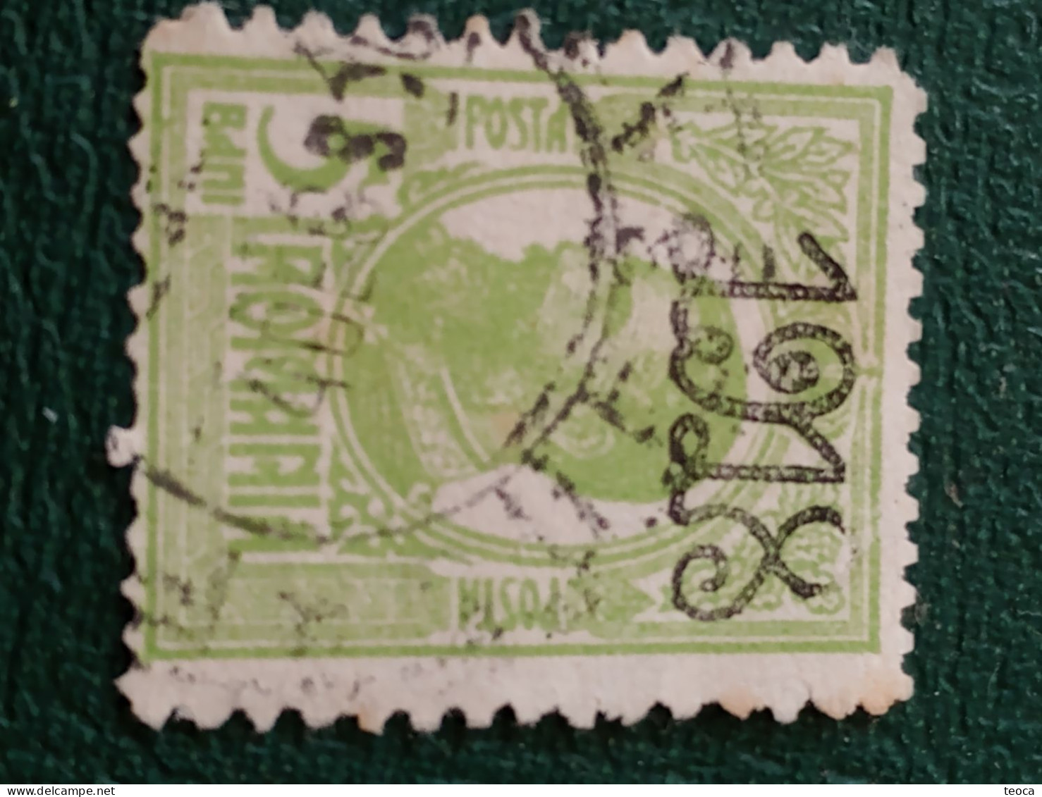 Stamps Errors Romania 1918 Carol I,  Printed With Overprint 1918  Broken Number"8" Used - Variedades Y Curiosidades