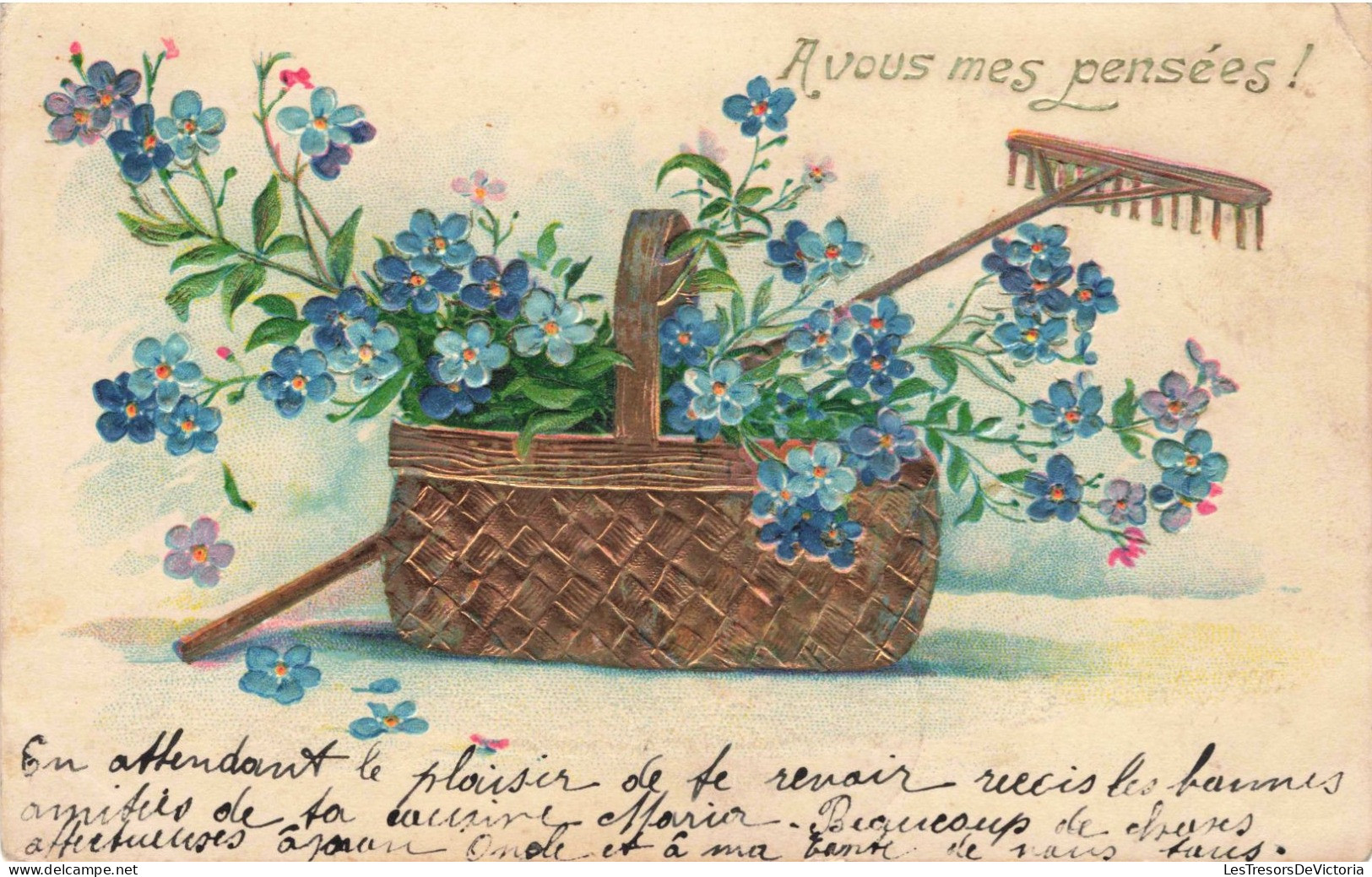 FLEURES, PLANTES ET ARBRES - A Vous Mes Pensées - Colorisé - Carte Postale Ancienne - Fiori