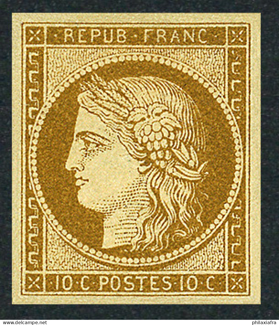 1850 France 10c. Bistre-jaune Cérès, Neuf ** Gomme, Yv.1 Magnifique Reproduction - 1849-1850 Ceres