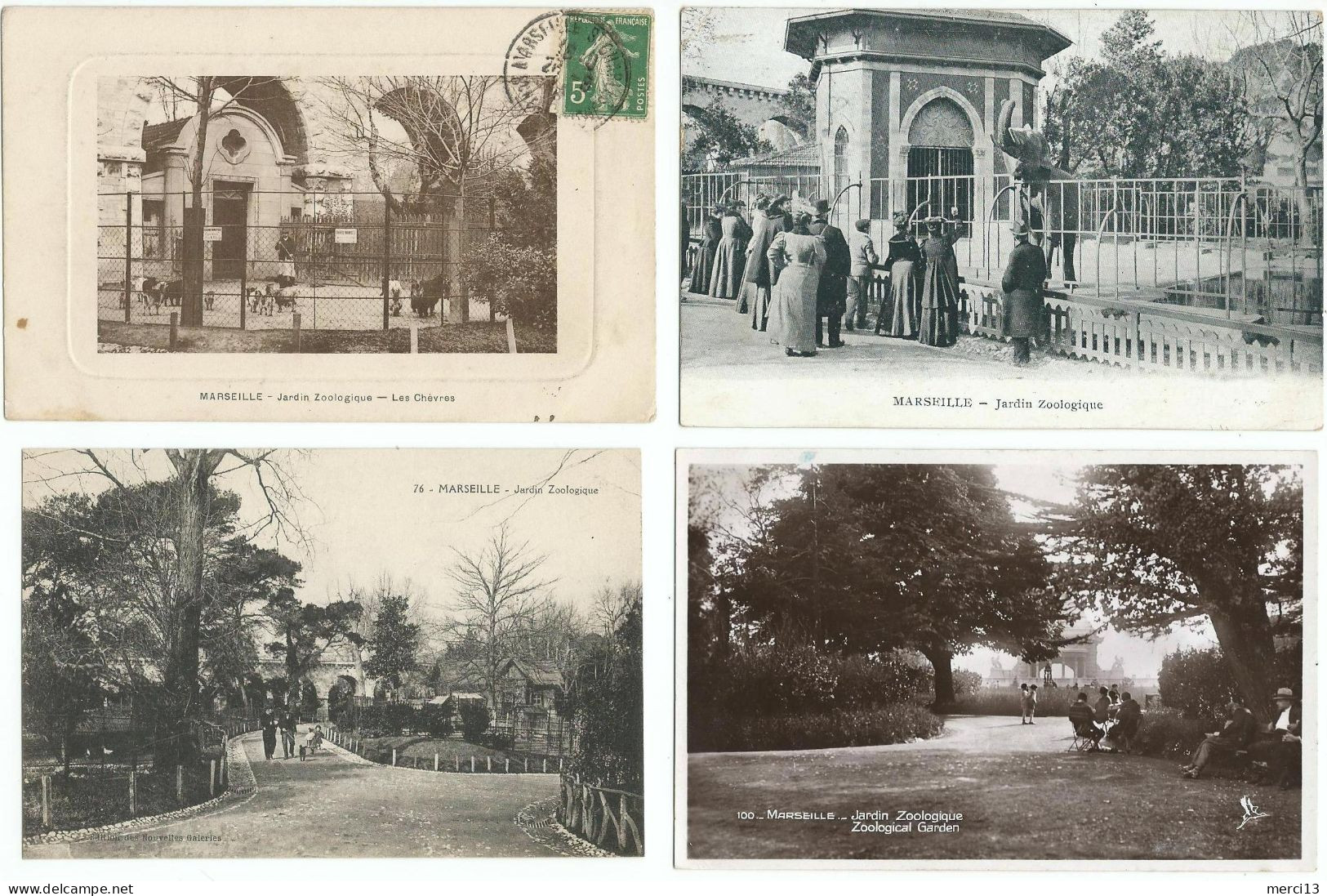 Lot De 4 CPA-CPSM De MARSEILLE (13) Sur Le Jardin Zoologique. Voir Scan. A Saisir, Toutes En Bon état. - Parken En Tuinen