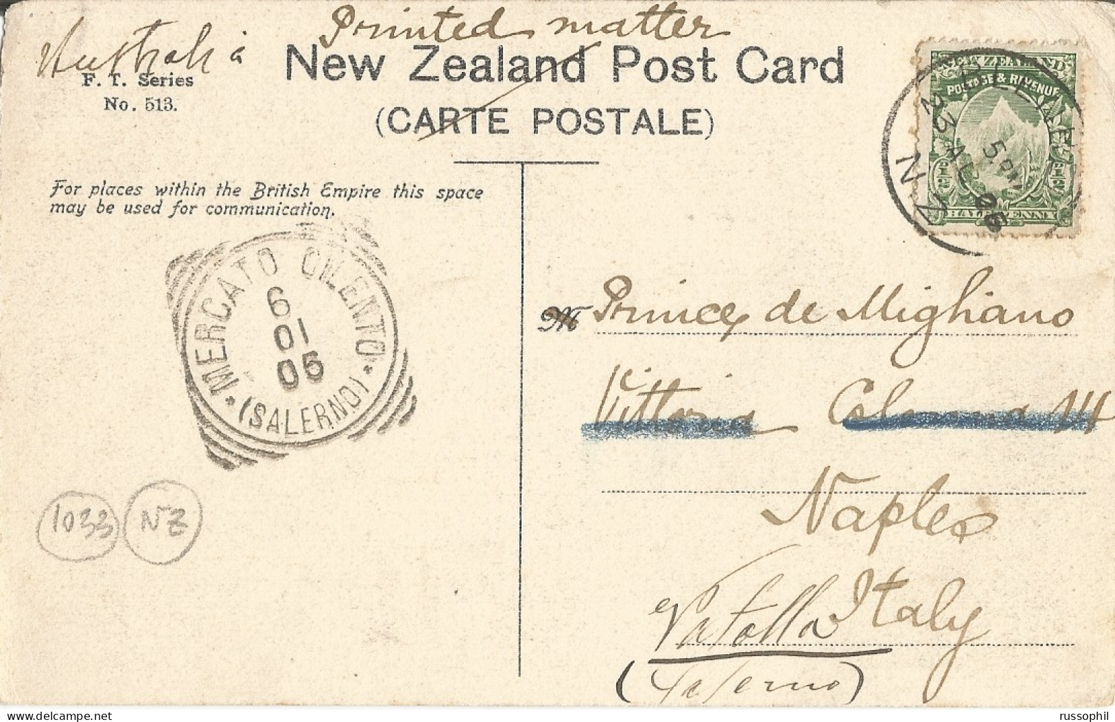 NZ - TOP OF COPLAND PASS - F.T. SERIES N° 513 - 1906 - Nouvelle-Zélande