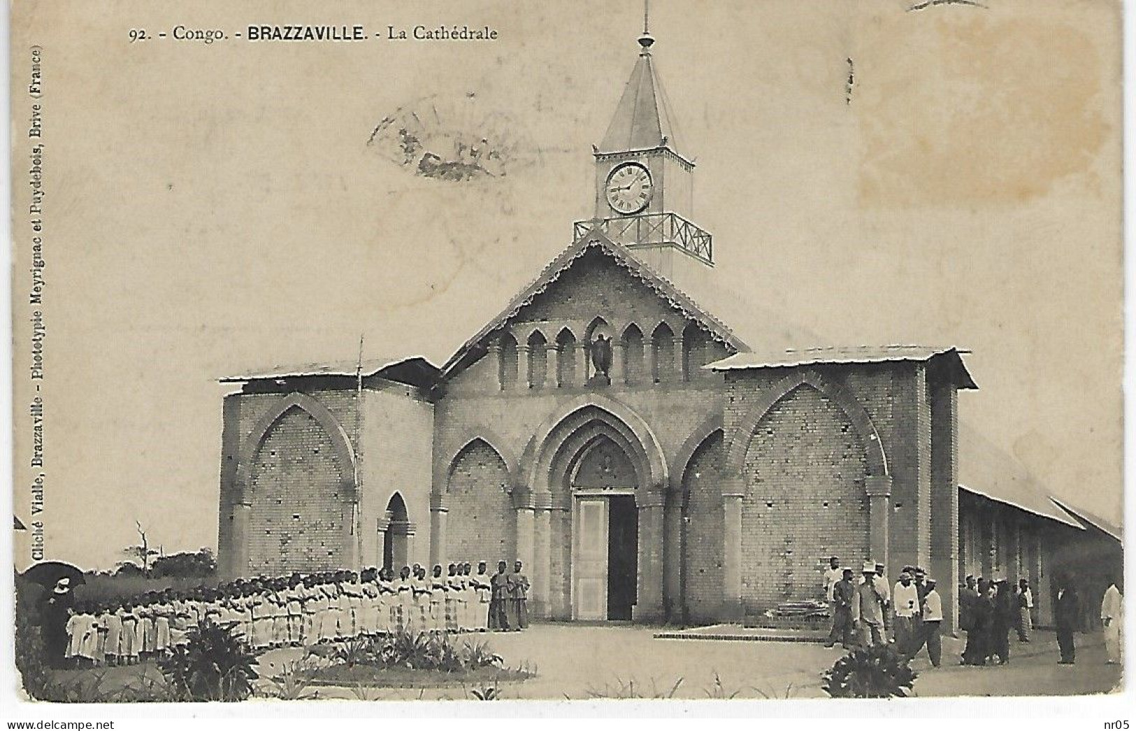 Cachet Postal " BRAZZAVILLE - CONGO FRANCAIS " 1906 Sur CPA BRAZZAVILLE  Vers NICE ( Ex Colonie Francaise ) - Cartas & Documentos