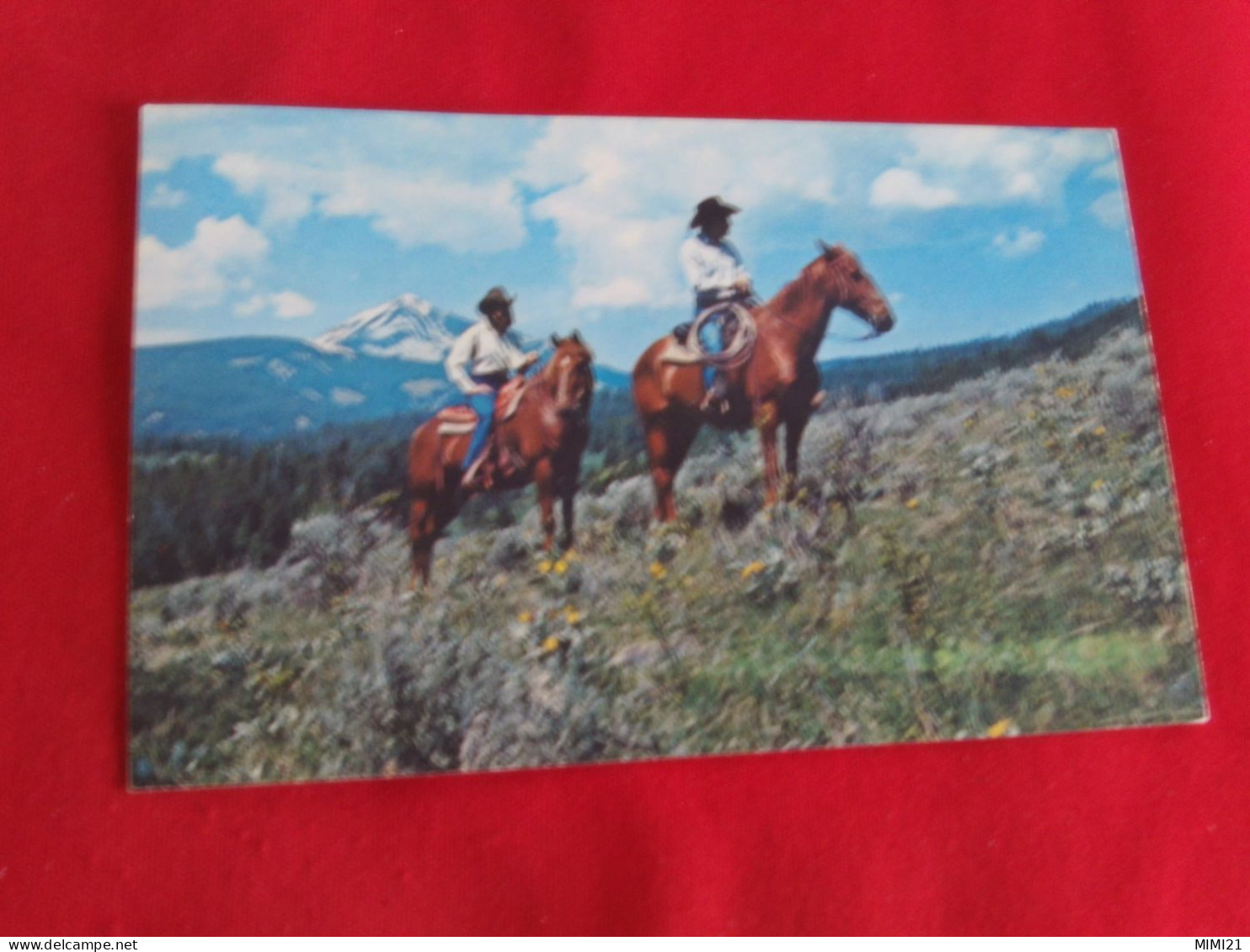 A Quiet Ride At Big Sky Of Montana...big Sky Montana ...cow Boy A Cheval - Other & Unclassified