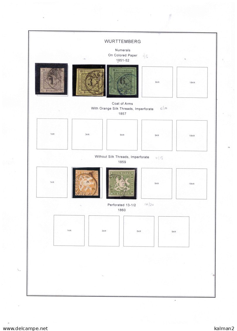 WUERTTEMBERG -  COLLEZIONE USATA DA COMPLETARE CON INTERESSANTE VALORE DI CATALOGO. - Otros & Sin Clasificación