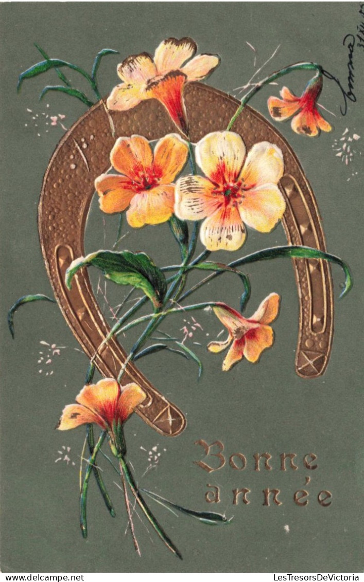 FÊTES ET VOEUX - Bonne Année - Fleurs - Fer à Cheval - Carte Postale Ancienne - Pâques