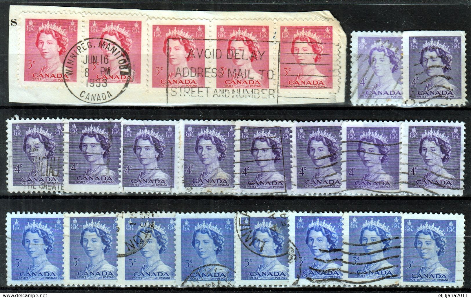 Action !! SALE !! 50 % OFF !! ⁕ Canada 1953 QEII ⁕ 43v Used With Duplicates - Used Stamps