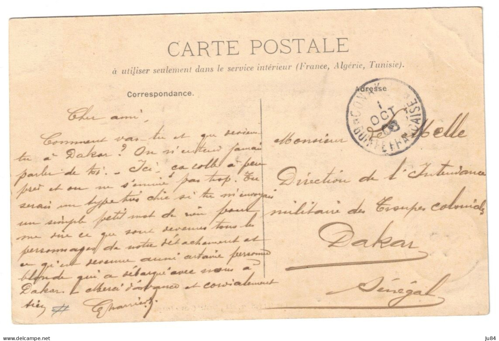 Guinée Française - Conakry - Kindia - Gare - Kindia Station - Carte Postale Pour Dakar (Sénégal) - 1er Octobre 1908 - Guinée Française