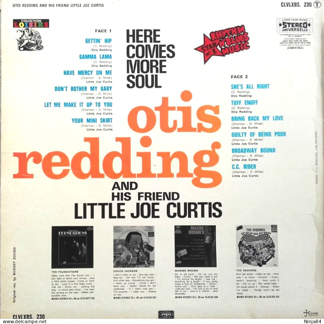 LP 33 CM (12") Otis Redding / Little Joe Curtis  "  Here Comes More Soul  " - Soul - R&B