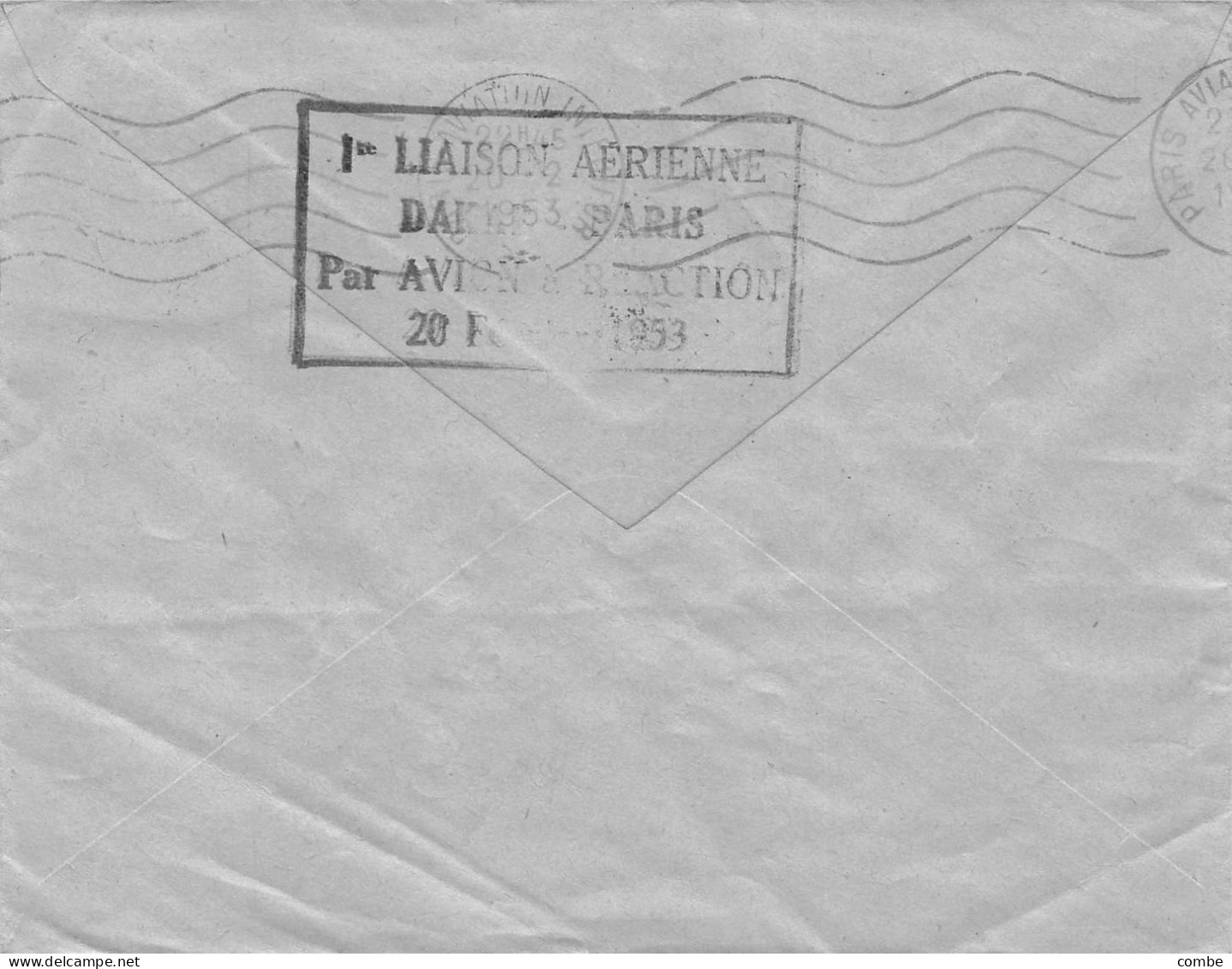 LETTRE. 19 2 1053. 1° LIAISON DAKAR PARIS PAR AVION A REACTION - Andere & Zonder Classificatie