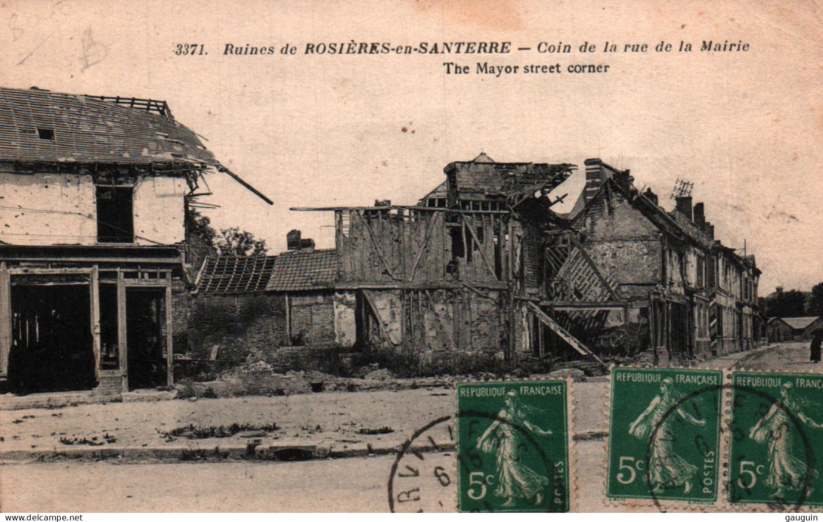 CPA - ROSIÈRES En SANTERRE - Coin De La Rue De La Mairie(Ruines Guerre 1914-16) - Edition Baudinière - Rosieres En Santerre