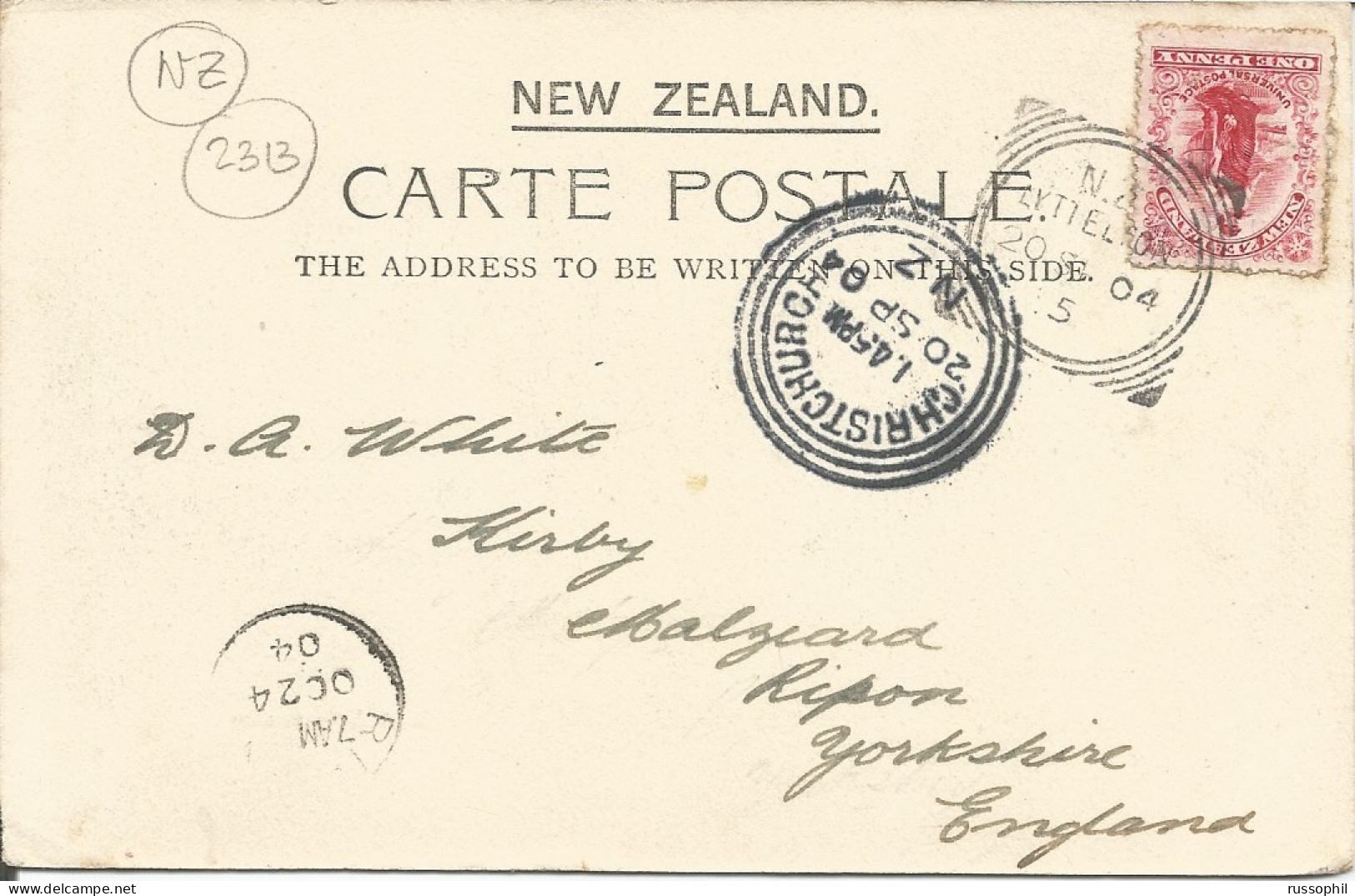 NZ - FRANKED PC (VIEW OF LAKE ROTOMAHANA) SENT FROM LYTTELTON TO THE UK - 1904 - Lettres & Documents