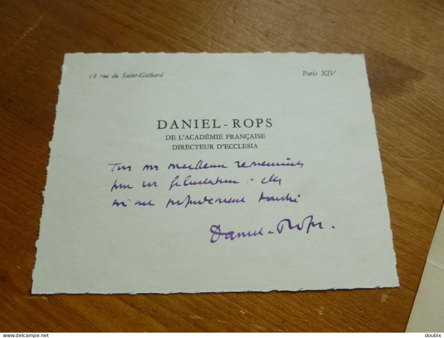 DANIELS ROPS (1901-1965) Ecrivain & Historien ACADEMIE FRANCAISE. 2x Autographe