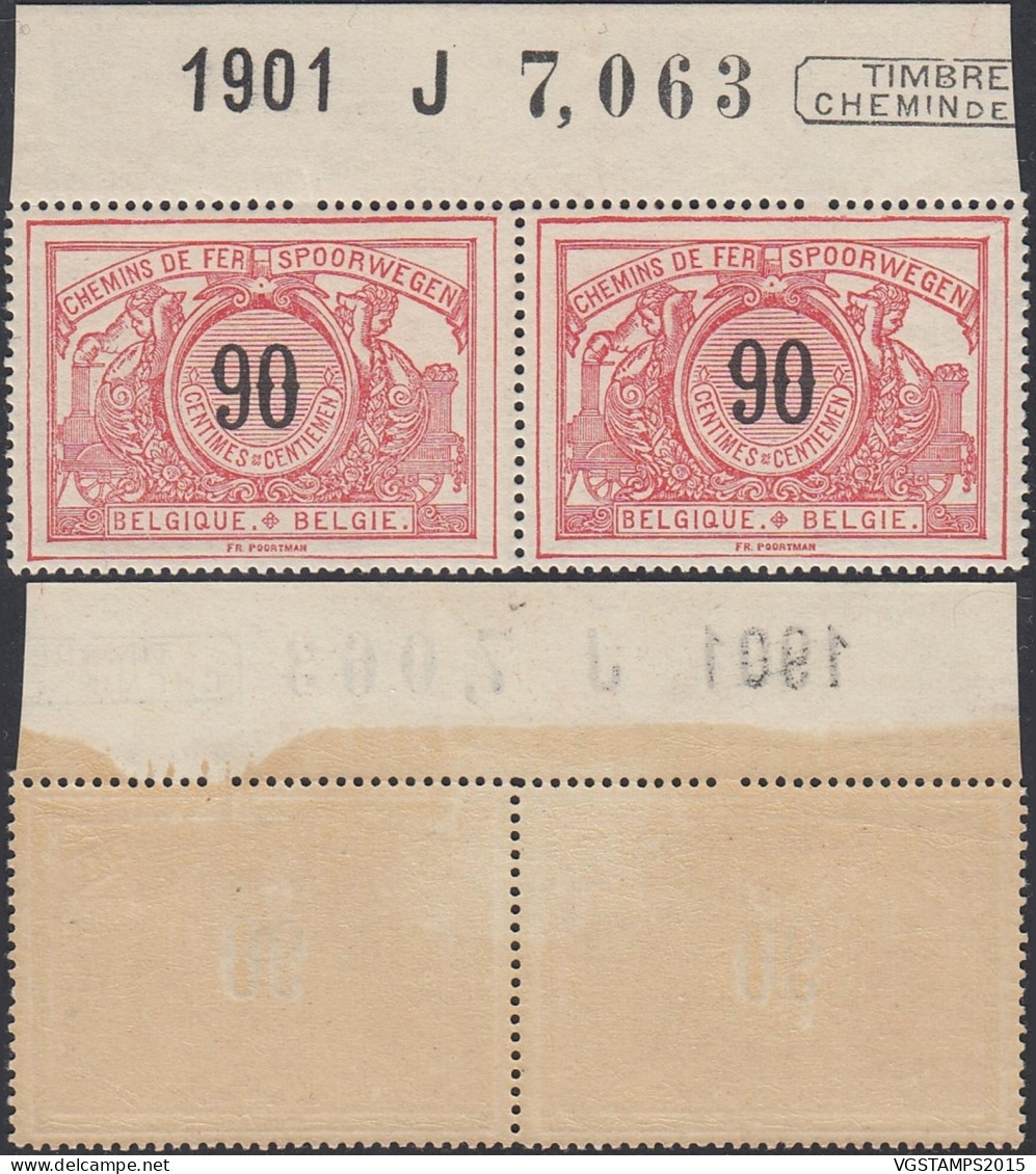 Belgique 1902- Timbres Neufs. En Pair. TR 25 Avec Inscription. Très Bon Centrage.RARISSIME¡¡¡.........(EB) AR-01018 - Postfris