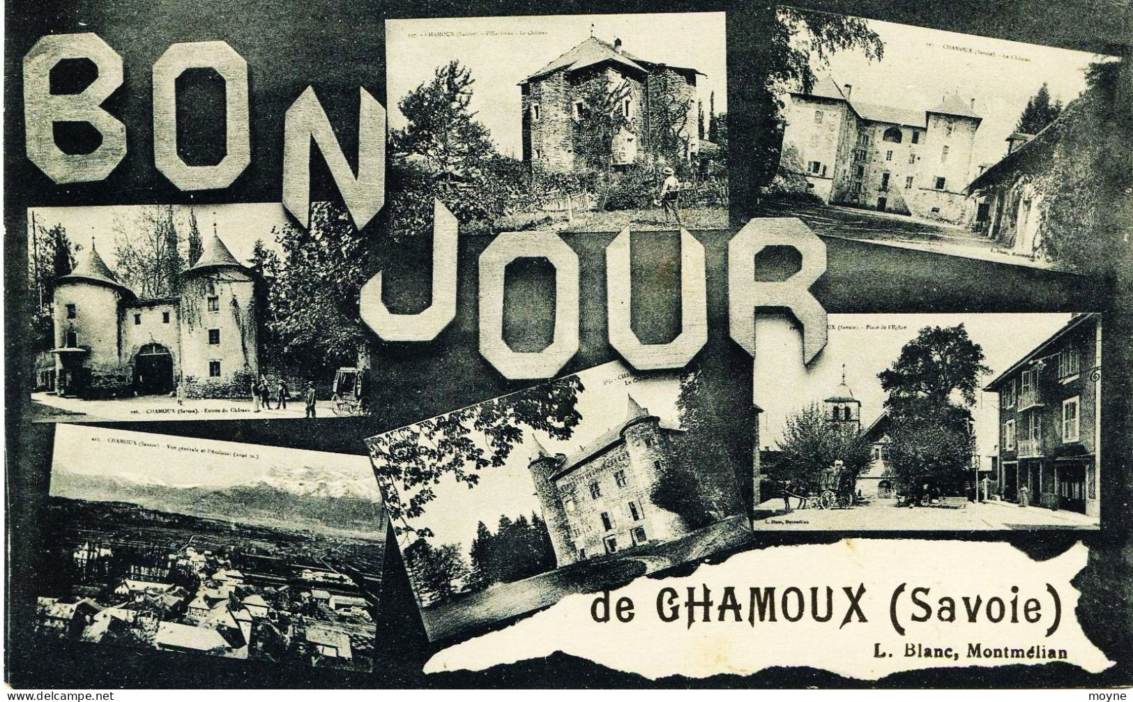 8696 - Savoie -  CHAMOUX  -  UN BONJOUR  , CARTE MULTI VUES   Voyagée En 1919 - Chamoux Sur Gelon