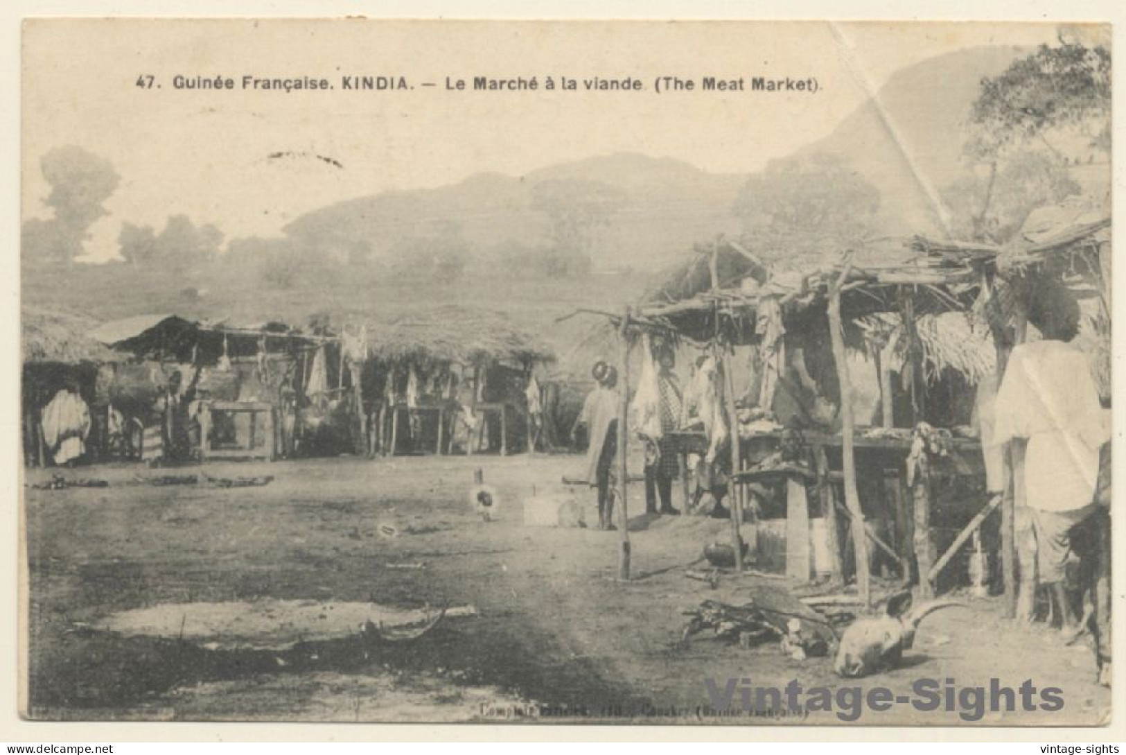 Kindia / Guinée Francaise: Le Marché Au Viande (Vintage PC 1907) - Guinée Française