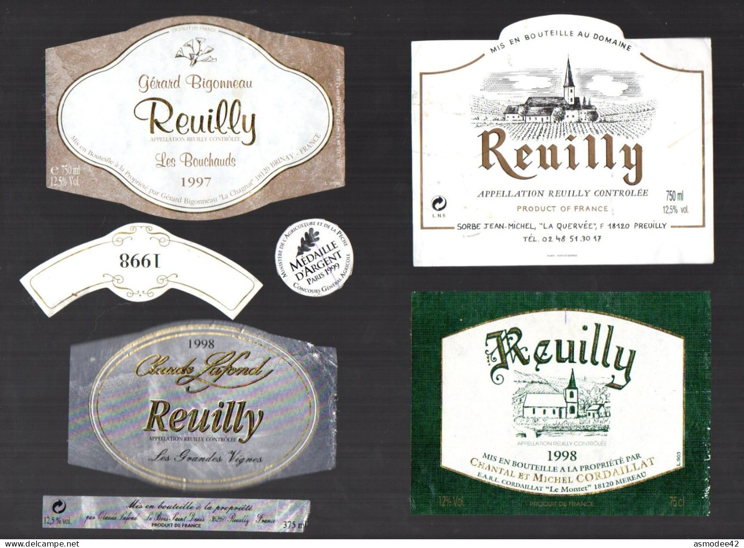 REUILLY   LOT DE 4 ETIQUETTES DE VIN LOT  49 - Lots & Sammlungen