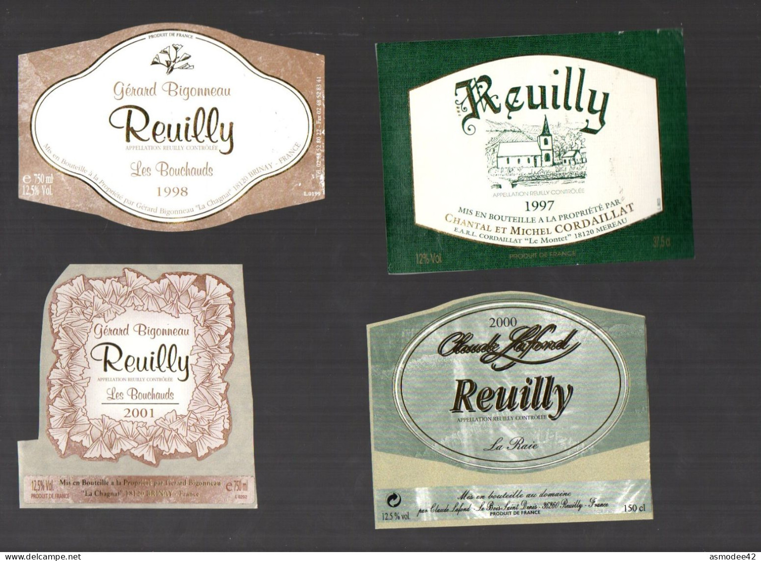 REUILLY   LOT DE 4 ETIQUETTES DE VIN LOT  50 - Collections, Lots & Séries