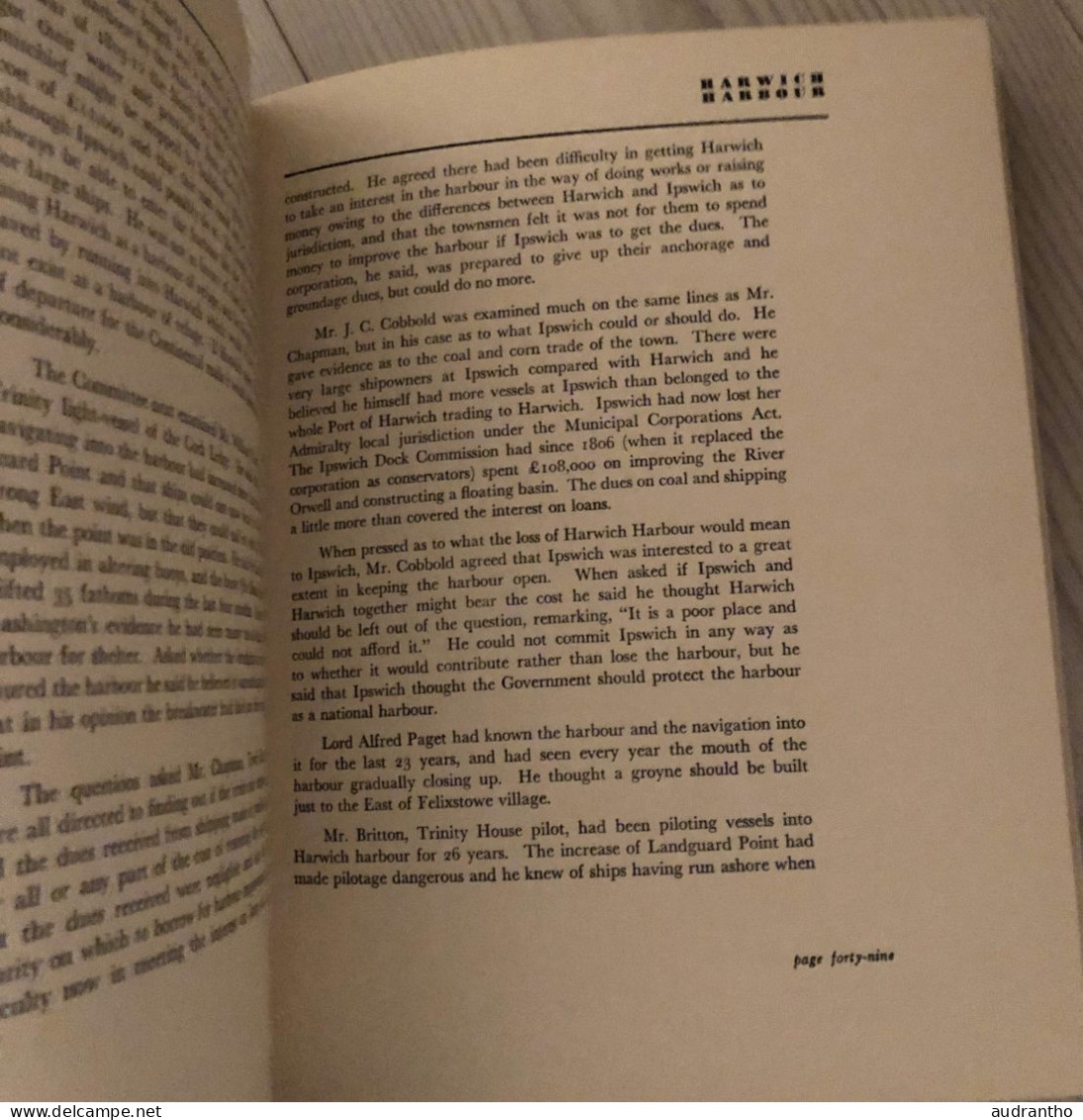 livre THE HISTORY OF HARDWICH HARBOUR - Conservancy Board 1863-1939 B.Carlyon Hugues -1939