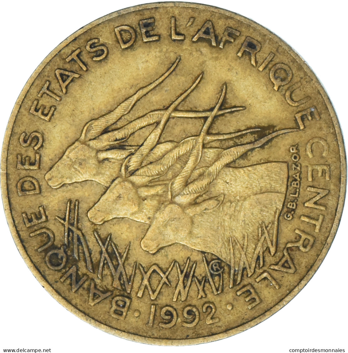 Monnaie, États De L'Afrique Centrale, 10 Francs, 1992 - Repubblica Centroafricana