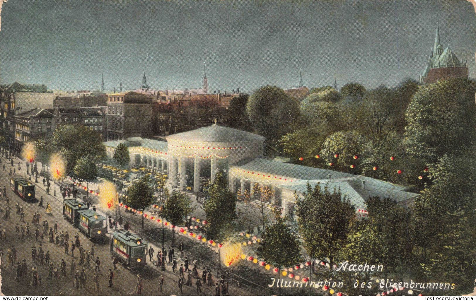 ALLEMAGNE - Aachen - Illumination Des Elisenbrunne - Colorisé - Carte Postale Ancienne - Aachen