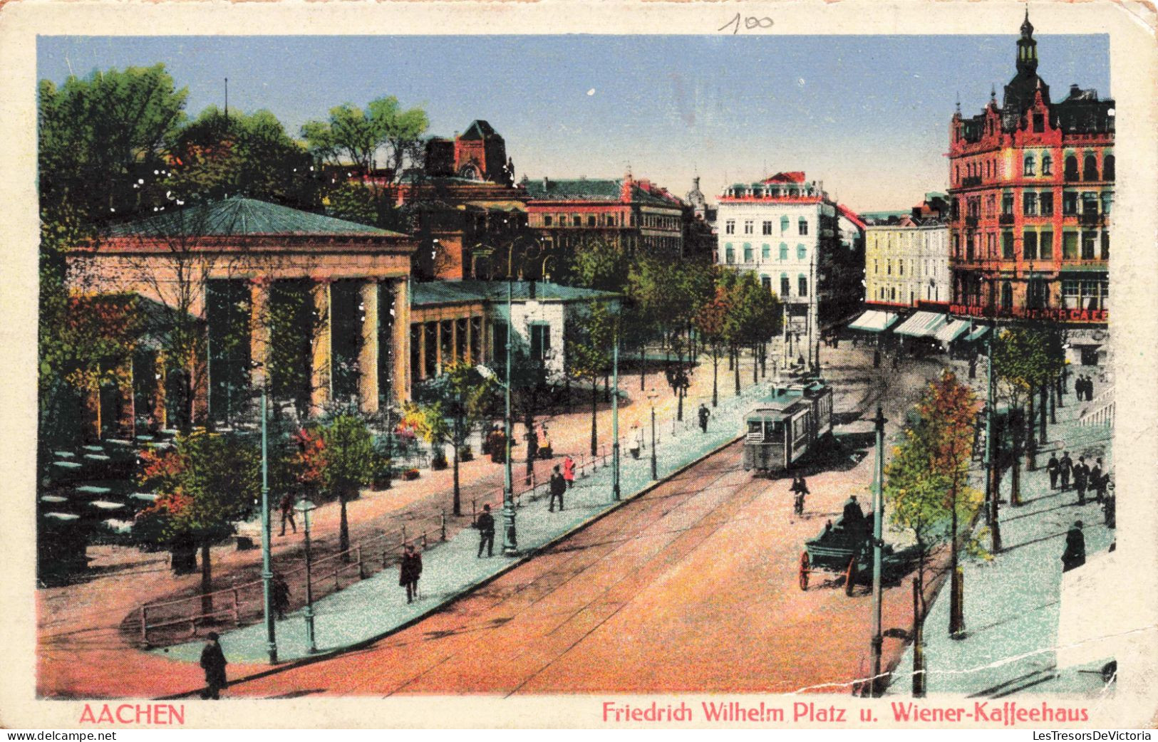 ALLEMAGNE - Aachen - Friedrich Willhelm Platz U Wiener Kaffeehaus - Colorisé - Carte Postale Ancienne - Aachen