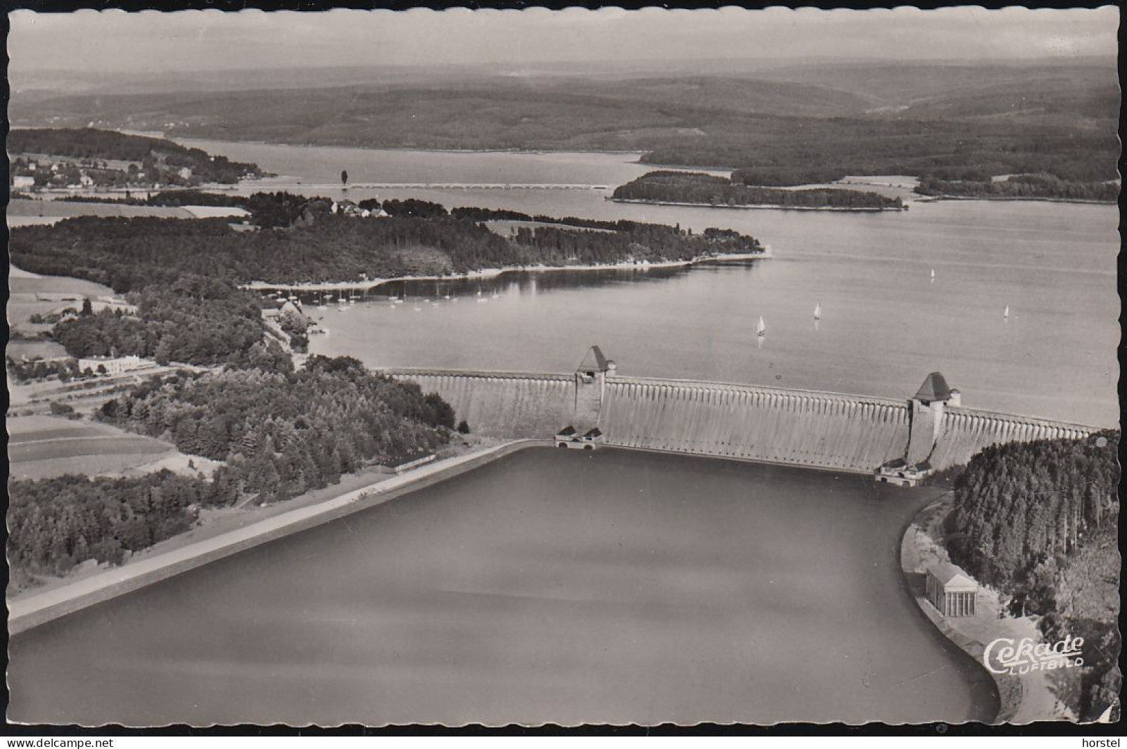 D-59519 Möhnesee - Möhnetalsperre - Hotel Möhneseeterrassen - Cekade Luftbild - Stamp 1956 - Möhnetalsperre